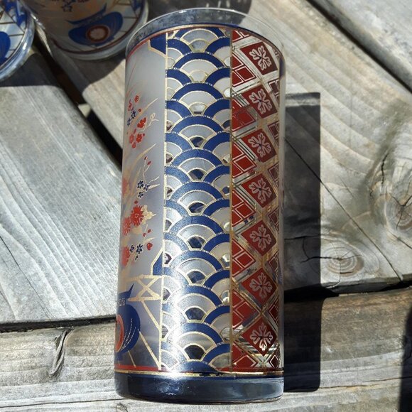 Mid Century Culver Imari Highball Set 22k Gold - Picture 3 of 5